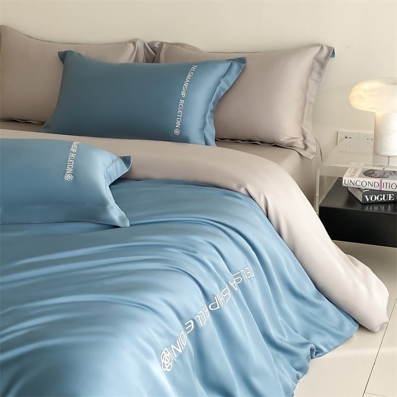 ZSXJF Brushed Pure-Cotton Printed Posteljina Set, četiri dijela, reactive printing, uzorak: biljke i cvijeće, stil: prilagođiva plahte i INS stil, težina 2500–3000 g