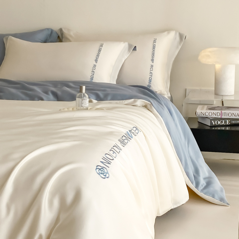 ZSXJF Brushed Pure-Cotton Printed Posteljina Set, četiri dijela, reactive printing, uzorak: biljke i cvijeće, stil: prilagođiva plahte i INS stil, težina 2500–3000 g