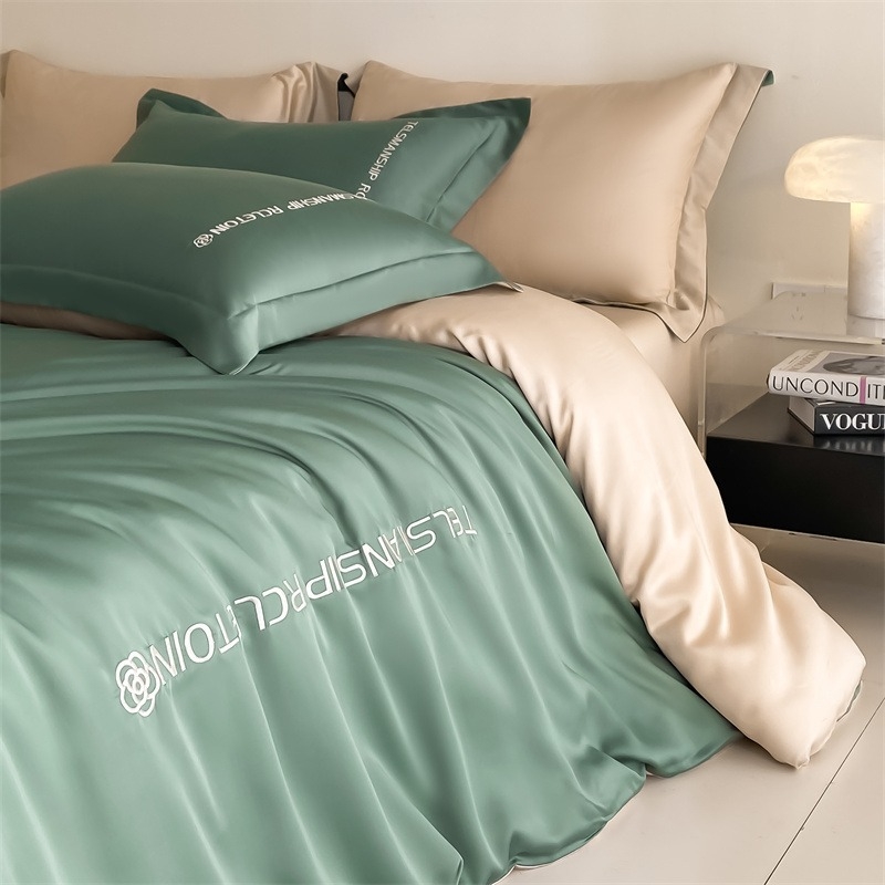 ZSXJF Brushed Pure-Cotton Printed Posteljina Set, četiri dijela, reactive printing, uzorak: biljke i cvijeće, stil: prilagođiva plahte i INS stil, težina 2500–3000 g
