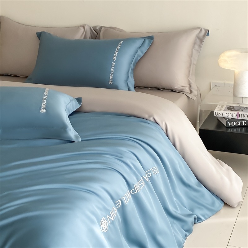 ZSXJF Brushed Pure-Cotton Printed Posteljina Set, četiri dijela, reactive printing, uzorak: biljke i cvijeće, stil: prilagođiva plahte i INS stil, težina 2500–3000 g