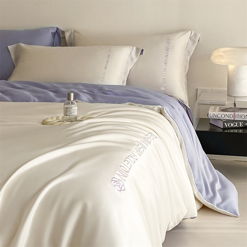 ZSXJF Brushed Pure-Cotton Printed Posteljina Set, četiri dijela, reactive printing, uzorak: biljke i cvijeće, stil: prilagođiva plahte i INS stil, težina 2500–3000 g