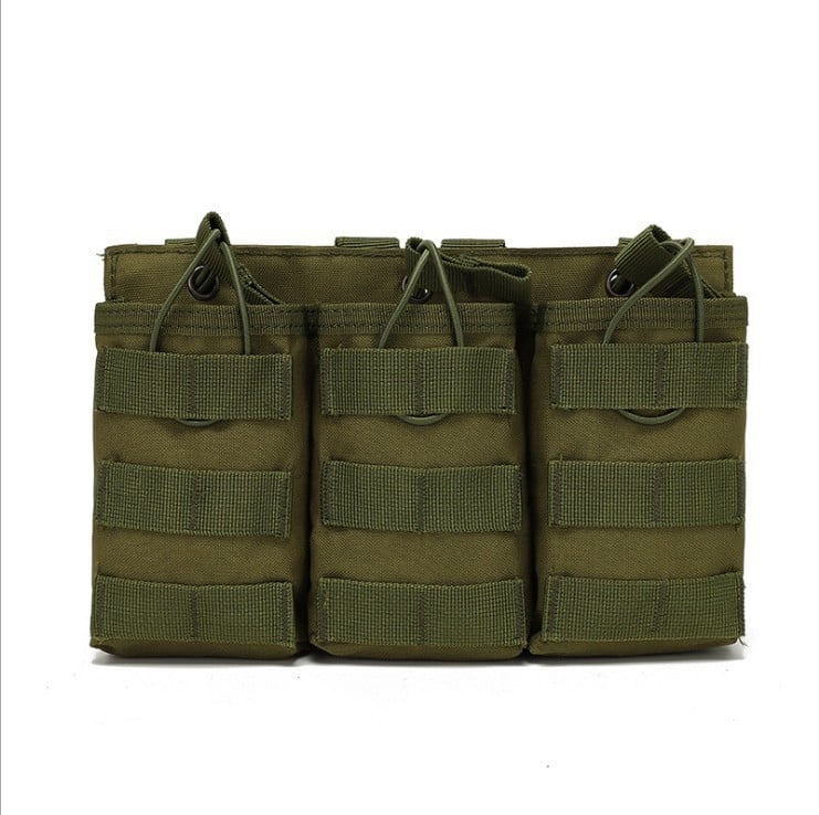 Taktička MOLLE vest s tri džepa za spremnike i torbicom za radio — dodatak za otvorene sportove, prozračna, proširiva, najlonska podstava