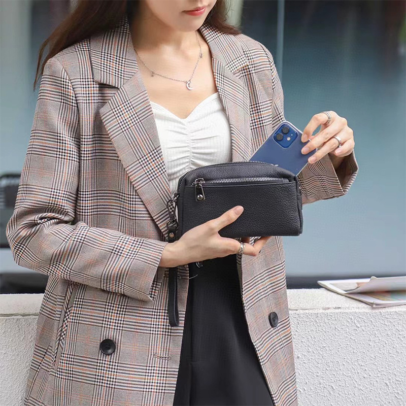 Geantă pentru femei din piele naturală, piele de vițel top grain, stil urban minimalist, geantă mică pătrată cu fermoar