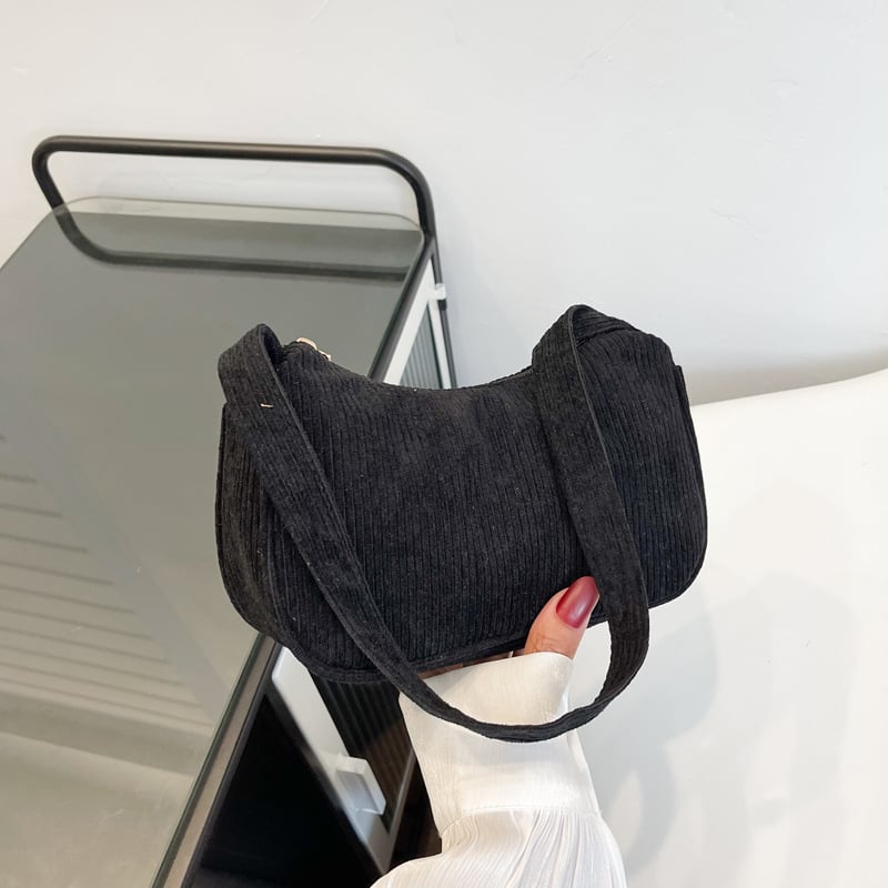 Γυναικεία τσάντα Corduroy μικρού μεγέθους, οριζόντιο τετράγωνο σχήμα, κλείσιμο με φερμουάρ, εσωτερική θήκη για κινητό, επένδυση πολυεστέρα, μονο-ιμάντας ώμου, καλοκαίρι 2025