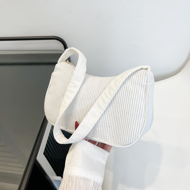 Γυναικεία τσάντα Corduroy μικρού μεγέθους, οριζόντιο τετράγωνο σχήμα, κλείσιμο με φερμουάρ, εσωτερική θήκη για κινητό, επένδυση πολυεστέρα, μονο-ιμάντας ώμου, καλοκαίρι 2025