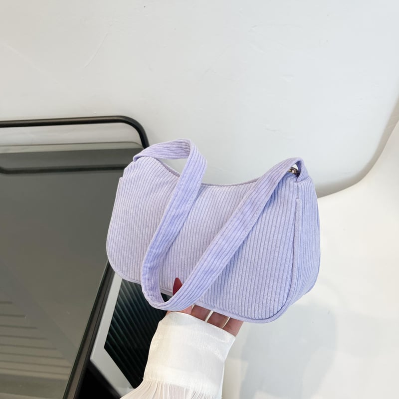 Γυναικεία τσάντα Corduroy μικρού μεγέθους, οριζόντιο τετράγωνο σχήμα, κλείσιμο με φερμουάρ, εσωτερική θήκη για κινητό, επένδυση πολυεστέρα, μονο-ιμάντας ώμου, καλοκαίρι 2025