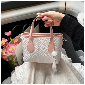 PU anyagú vödörtáska, városi egyszerű stílus, zipzáras nyitás, poliészter bélés