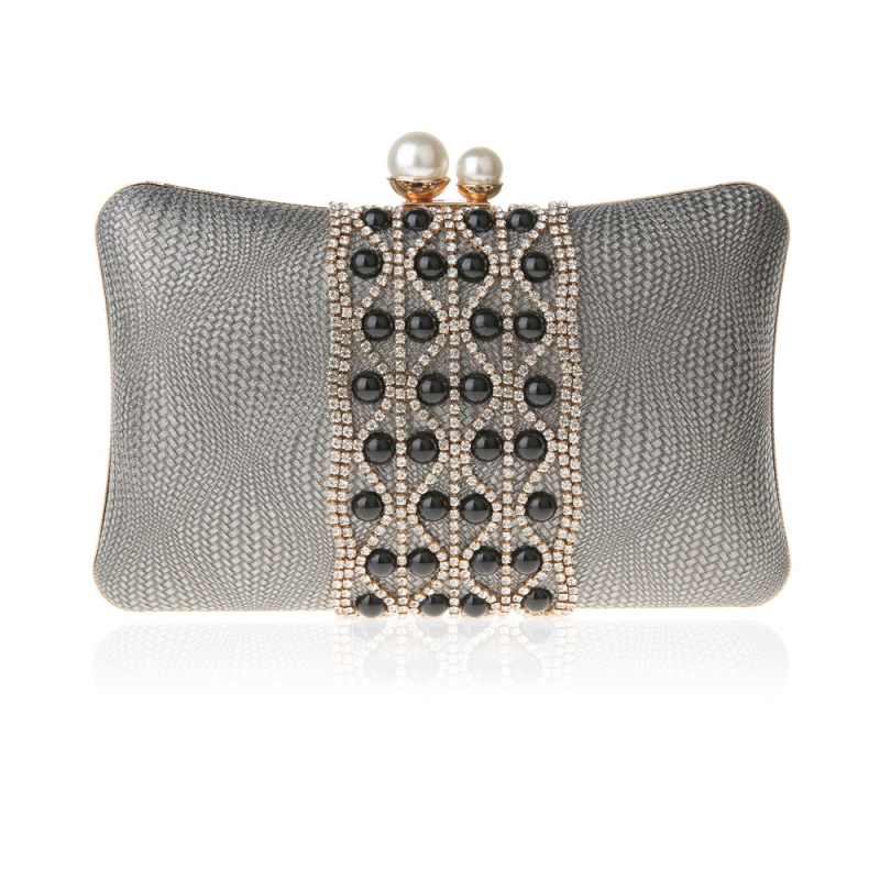 Rhinestone clutch torba od PVC-a, tvrda, horizontalno kvadratnog oblika, podstava od poliester, gradski minimalistički stil, s unutarnjim slojem, jesen 2023