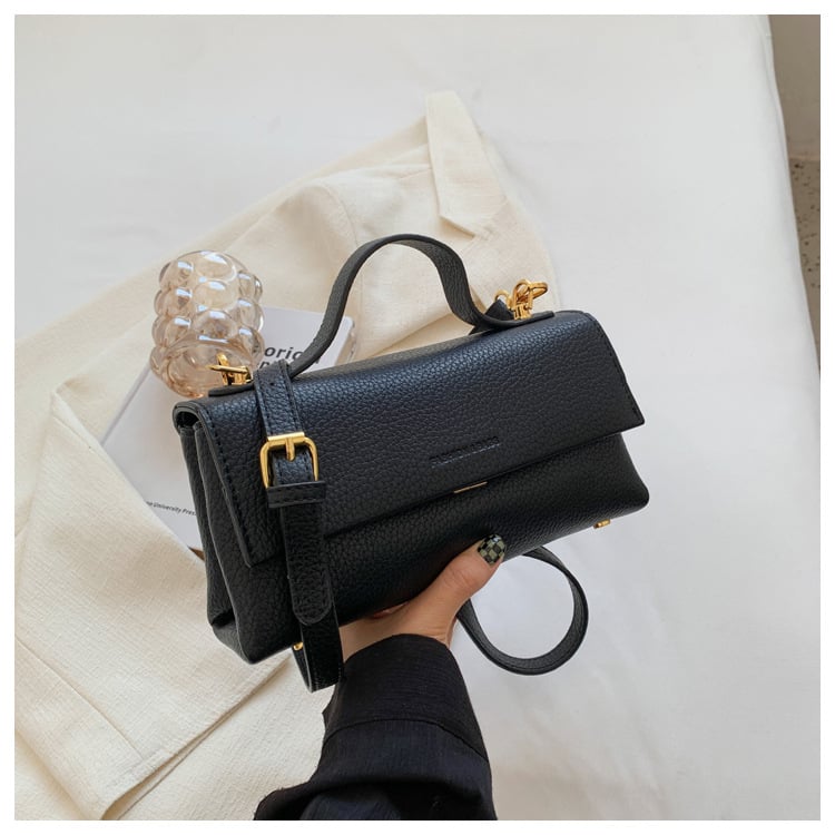 Koreai stílusú retro keresztpántos táska — PU, utcai trend, baguette táska, vízszintes négyszög alak, kupakkal nyitás