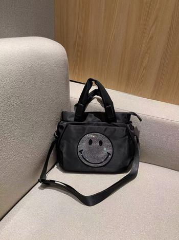 Smiley dizajnirana torba tote od najlona, višestruki pretinci, zatvarač, lagana crossbody, poliester podstava, izlazak u proljeće 2025