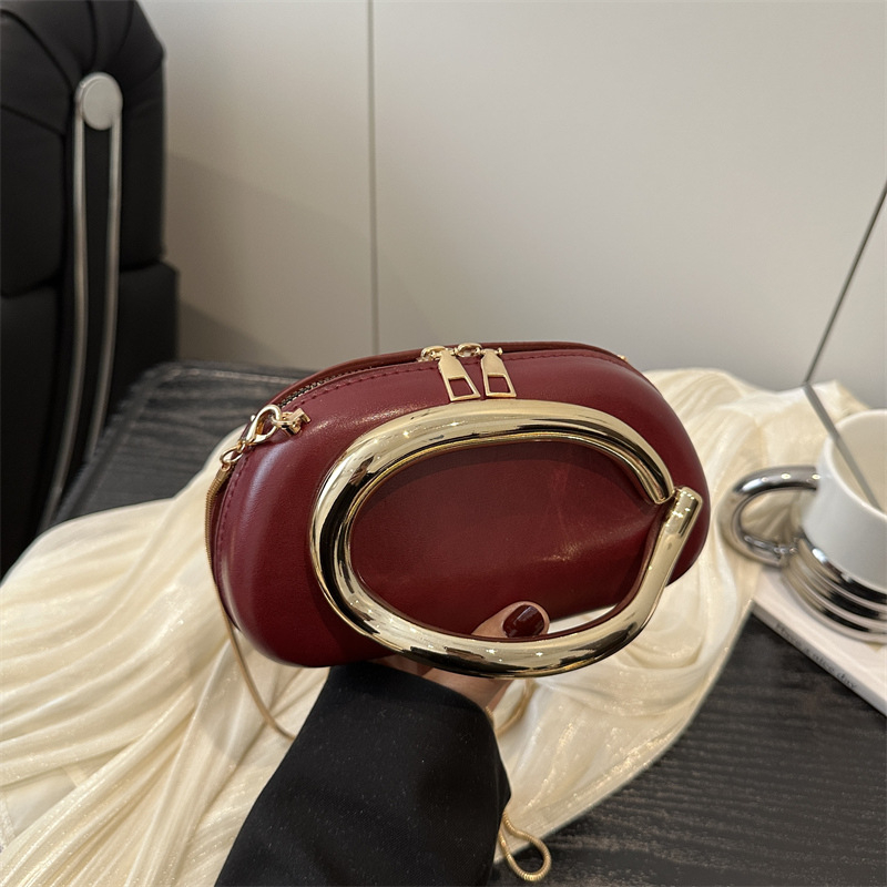 Večernja clutch torba, PU, ovalnog oblika, zatvarač, džep za mobitel