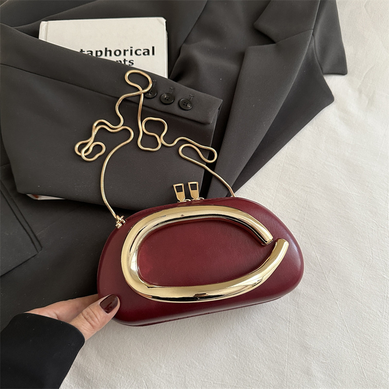 Večernja clutch torba, PU, ovalnog oblika, zatvarač, džep za mobitel