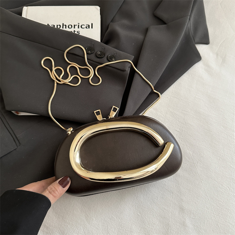 Večernja clutch torba, PU, ovalnog oblika, zatvarač, džep za mobitel