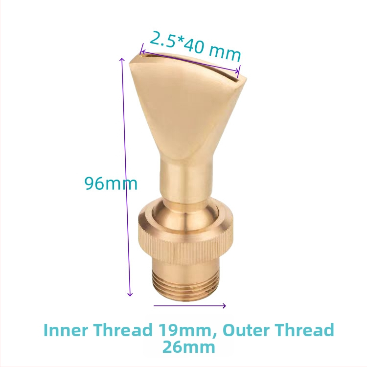 Duză din cupru reglabilă, cu direcții multiple, în formă de ventilator și duză cu gură plată, pentru elemente de apă, de la Petrel (Material: Cupru; Domeniu de aplicare: curți, munți artificiali, piscine, fântâni peisagistice)