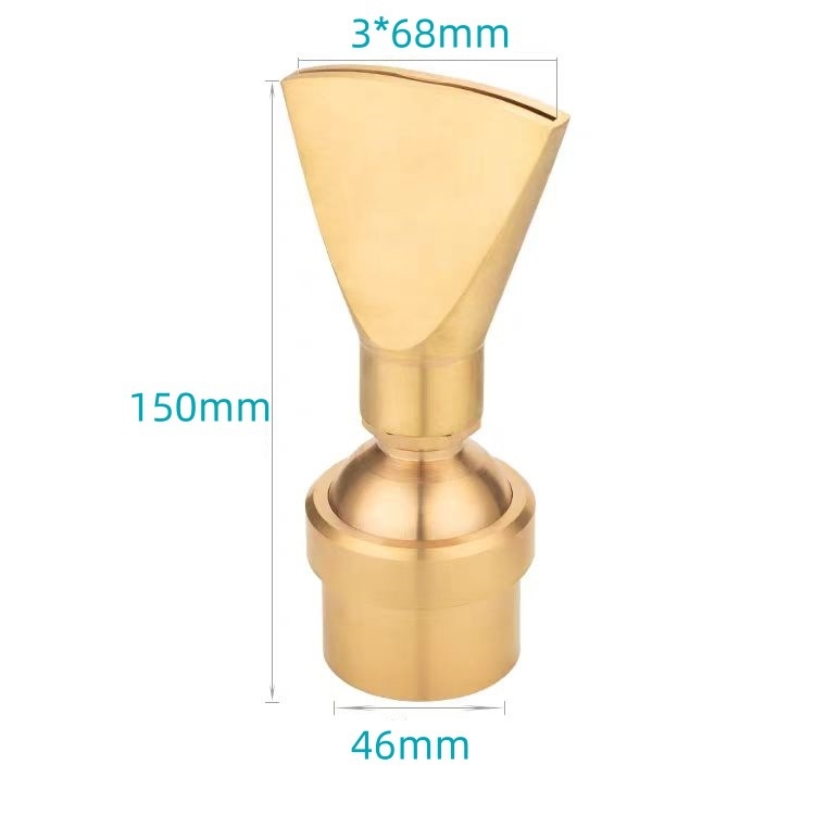 Duză din cupru reglabilă, cu direcții multiple, în formă de ventilator și duză cu gură plată, pentru elemente de apă, de la Petrel (Material: Cupru; Domeniu de aplicare: curți, munți artificiali, piscine, fântâni peisagistice)