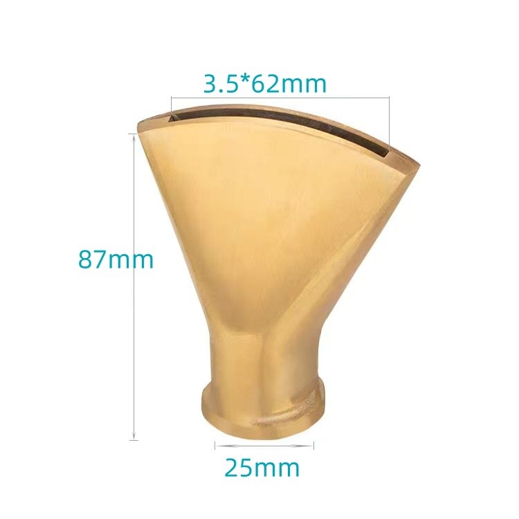 Duză din cupru reglabilă, cu direcții multiple, în formă de ventilator și duză cu gură plată, pentru elemente de apă, de la Petrel (Material: Cupru; Domeniu de aplicare: curți, munți artificiali, piscine, fântâni peisagistice)