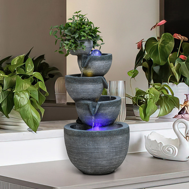 Смола декоративен фонтан с циркулация на вода и фън шуй топка, стил нов китайски, ръчна изработка, марка Qijotao, подходящ като подарък за сватби