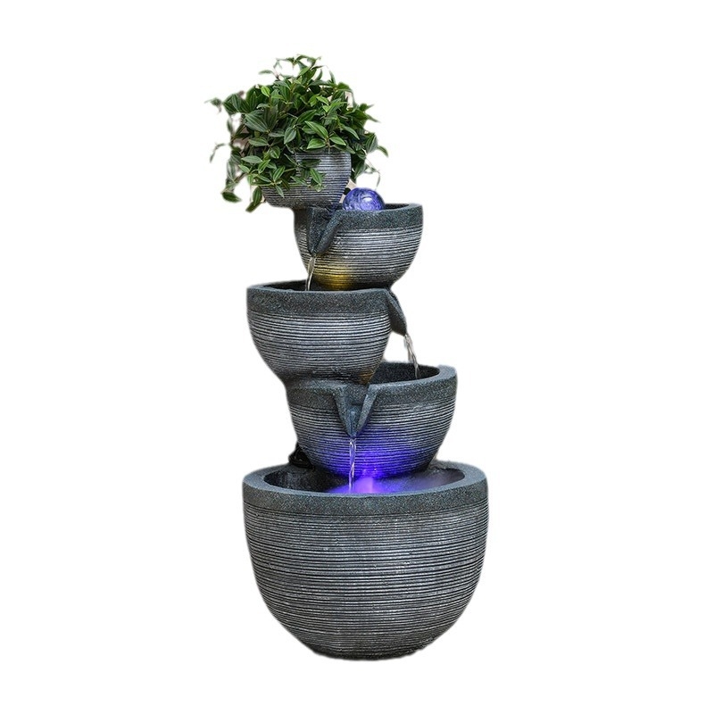 Смола декоративен фонтан с циркулация на вода и фън шуй топка, стил нов китайски, ръчна изработка, марка Qijotao, подходящ като подарък за сватби