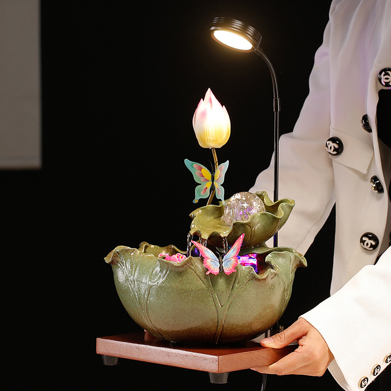 Keramický zvlhčovač s postrekomovanou glazúrou, ručne maľovaný, v štýle nového čínskeho dizajnu, s funkciou atomizácie a cirkulácie vody