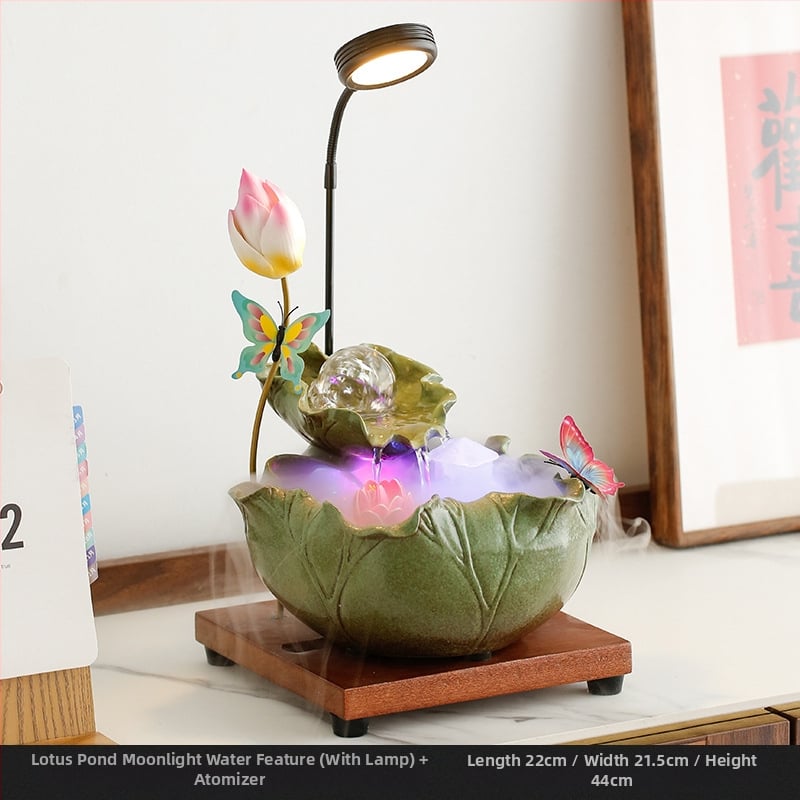 Keramický zvlhčovač s postrekomovanou glazúrou, ručne maľovaný, v štýle nového čínskeho dizajnu, s funkciou atomizácie a cirkulácie vody