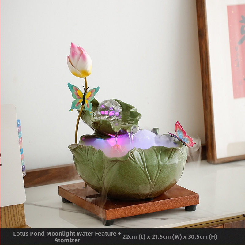 Keramický zvlhčovač s postrekomovanou glazúrou, ručne maľovaný, v štýle nového čínskeho dizajnu, s funkciou atomizácie a cirkulácie vody