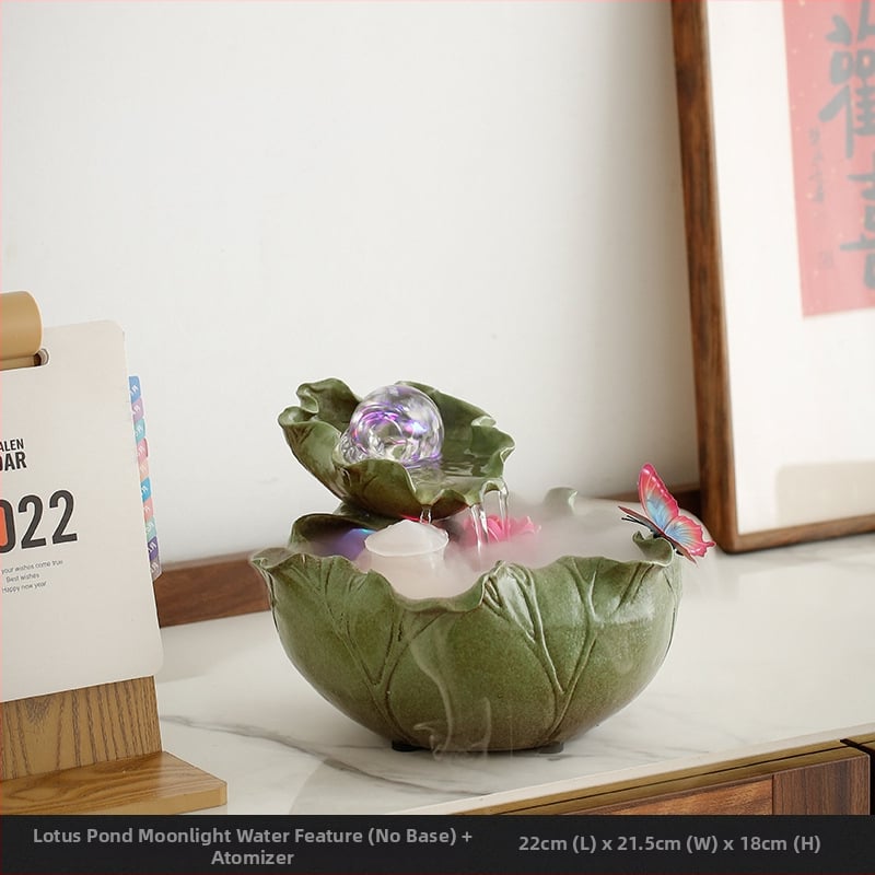 Keramický zvlhčovač s postrekomovanou glazúrou, ručne maľovaný, v štýle nového čínskeho dizajnu, s funkciou atomizácie a cirkulácie vody