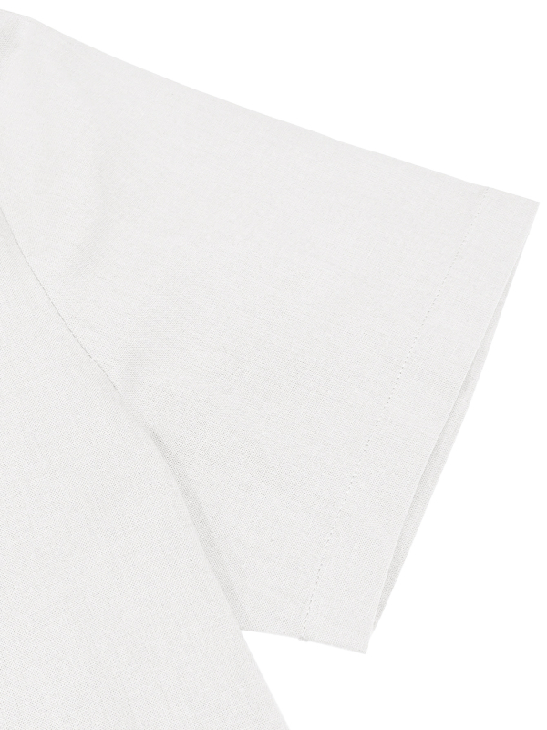 Férfi pamut-keverékből készült rövid ujjú ing, álló gallérral, könnyű és lélegző, egyszínű, mindennapi viselet