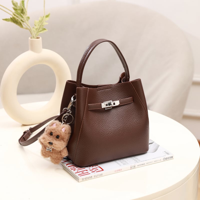 Ženska kožna mala torbica u obliku kante, visoke klase, preko ramena ili crossbody, za dnevnu upotrebu
