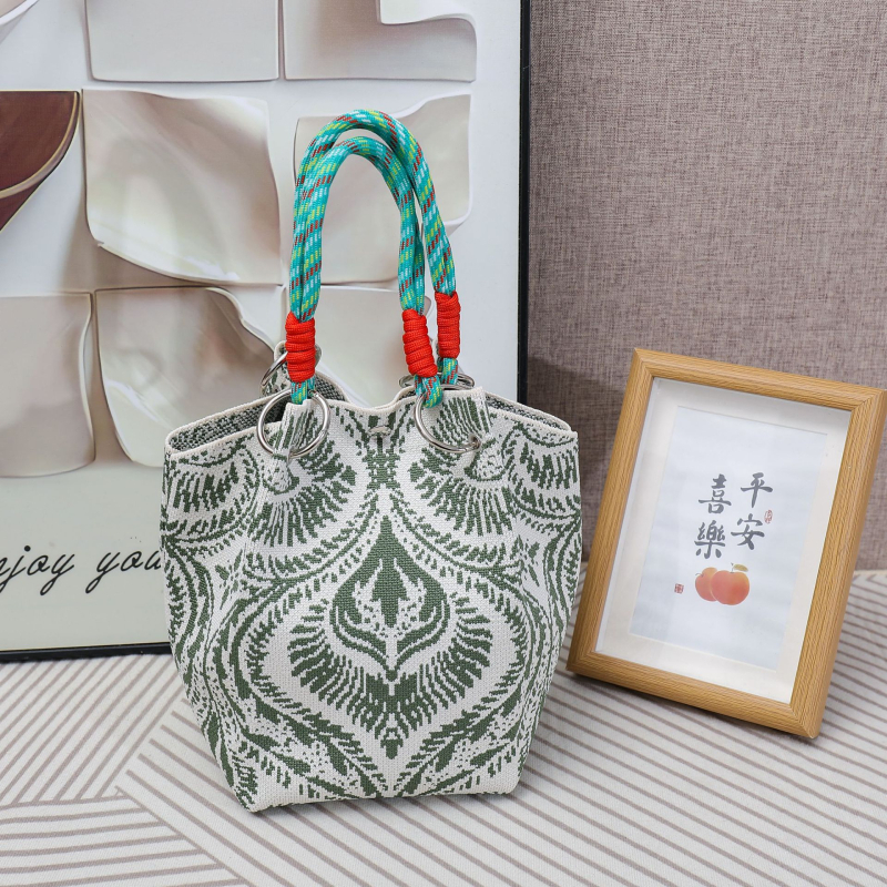 Geantă de mână tricotată, cu imprimeu leopard – stil urban minimalist, poliester, formă de găleată, închidere magnetică, curele duble