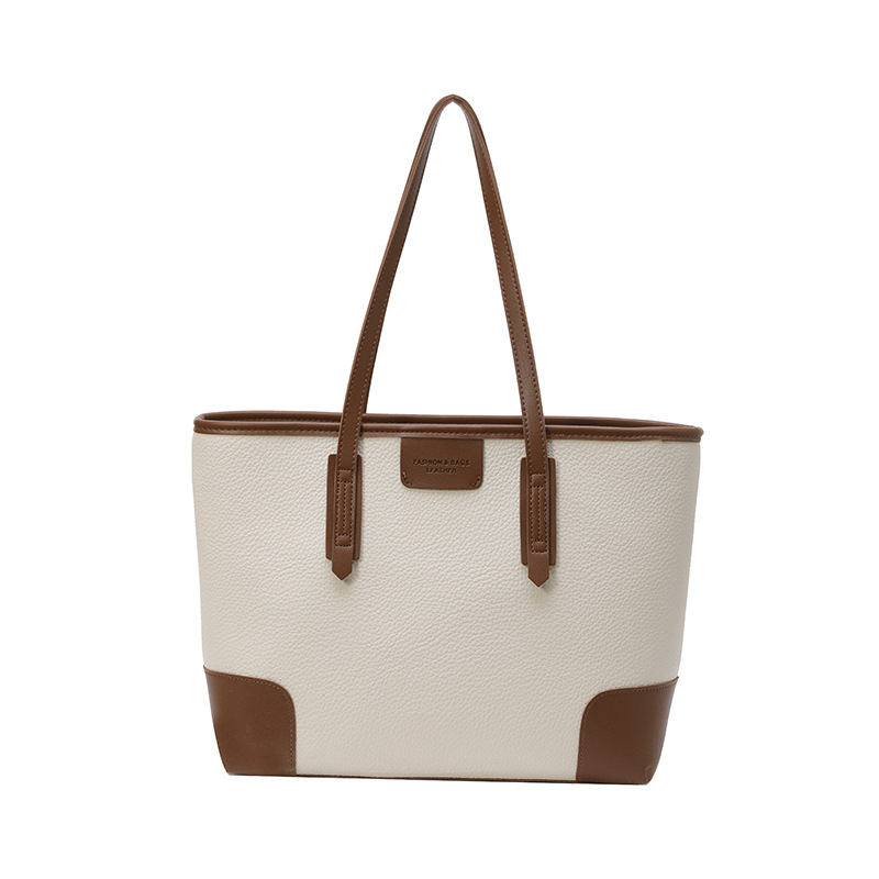 Geantă Tote din PU, stil street fashion, închidere cu fermoar, buzunar interior cu fermoar și bretele duble