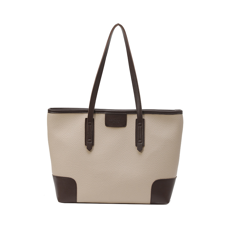 Geantă Tote din PU, stil street fashion, închidere cu fermoar, buzunar interior cu fermoar și bretele duble