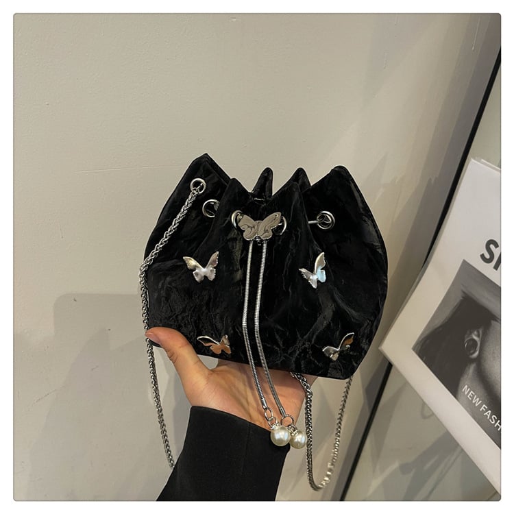 Geantă bucket din PU, minimalism urban, deschidere cu bandă, buzunar cu fermoar, căptușeală din nylon