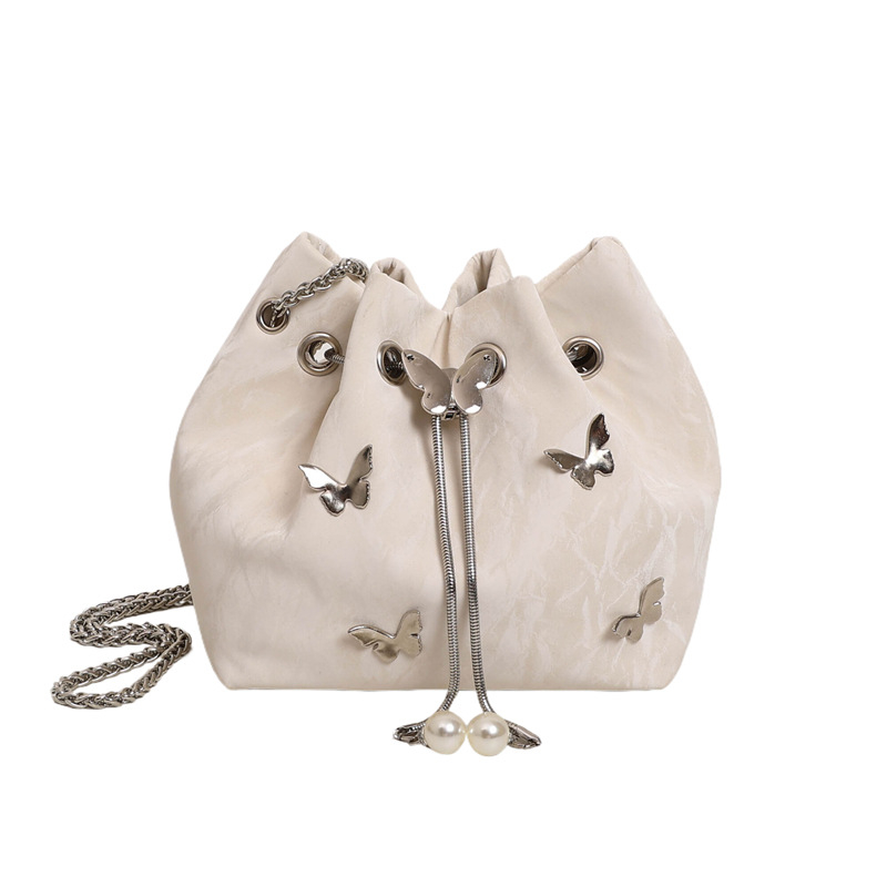 Geantă bucket din PU, minimalism urban, deschidere cu bandă, buzunar cu fermoar, căptușeală din nylon