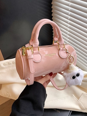 Geantă Bucket din PU, formă cilindrică, închidere cu fermoar, Sky wings flying