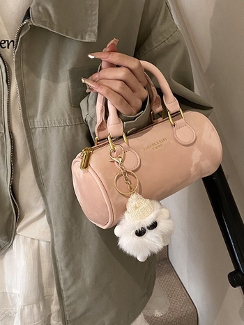 Geantă Bucket din PU, formă cilindrică, închidere cu fermoar, Sky wings flying