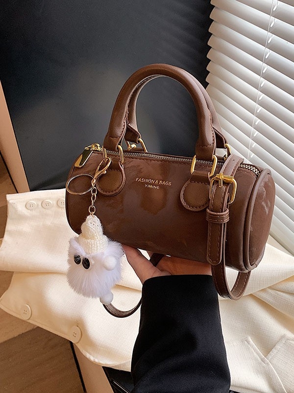 Geantă Bucket din PU, formă cilindrică, închidere cu fermoar, Sky wings flying