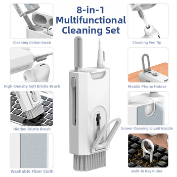 Q8 8-v-1 set čistiacej kefy pre počítač, ABS, 100 g