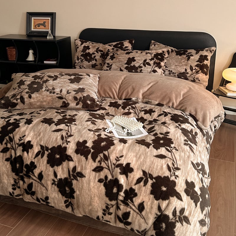 Četverostruki komplet posteljine od mliječnog velura s leopard uzorkom, reaktivno printanje, težina 4000–4500 g