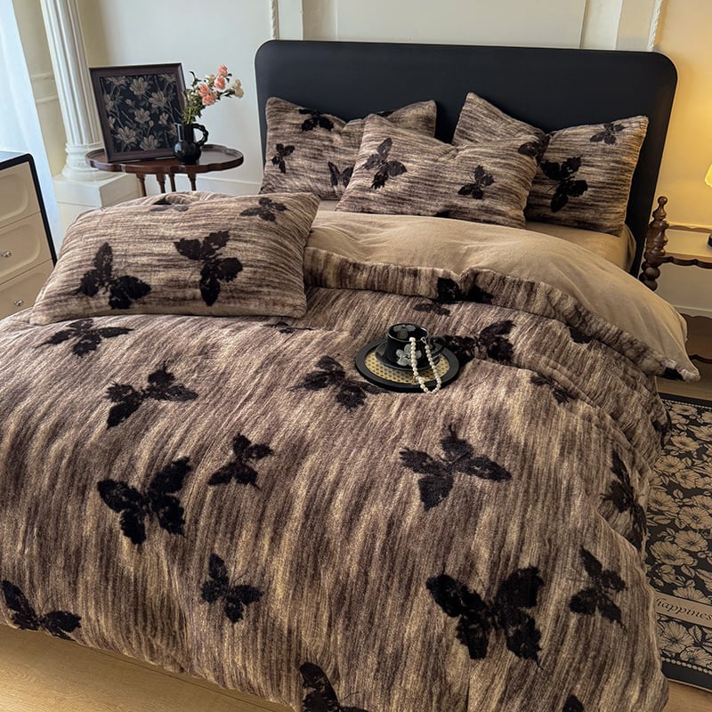 Četverostruki komplet posteljine od mliječnog velura s leopard uzorkom, reaktivno printanje, težina 4000–4500 g