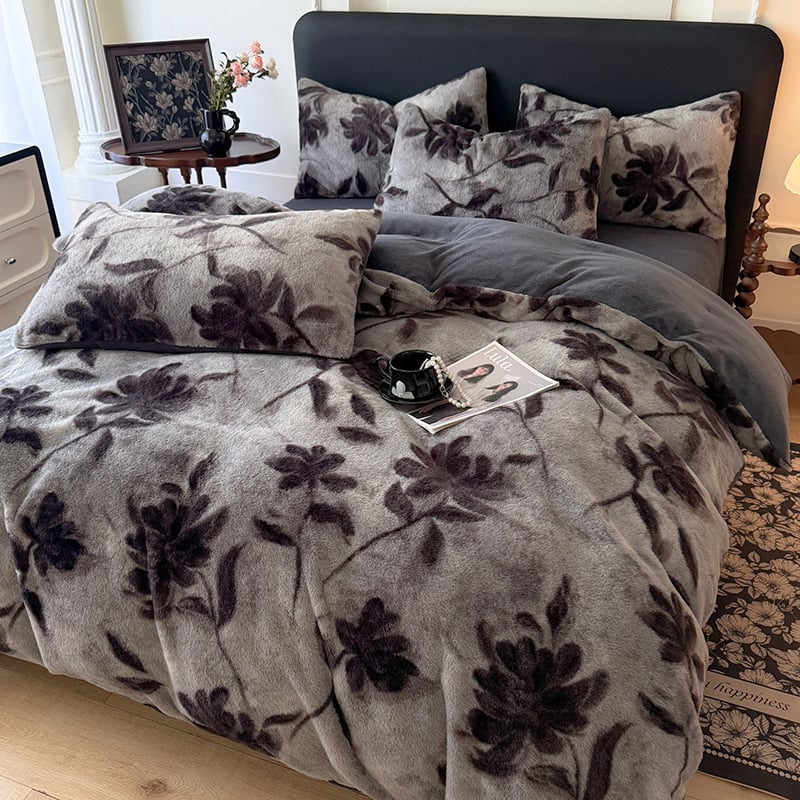 Četverostruki komplet posteljine od mliječnog velura s leopard uzorkom, reaktivno printanje, težina 4000–4500 g