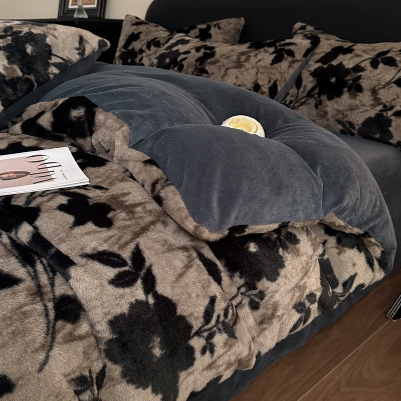Četverostruki komplet posteljine od mliječnog velura s leopard uzorkom, reaktivno printanje, težina 4000–4500 g