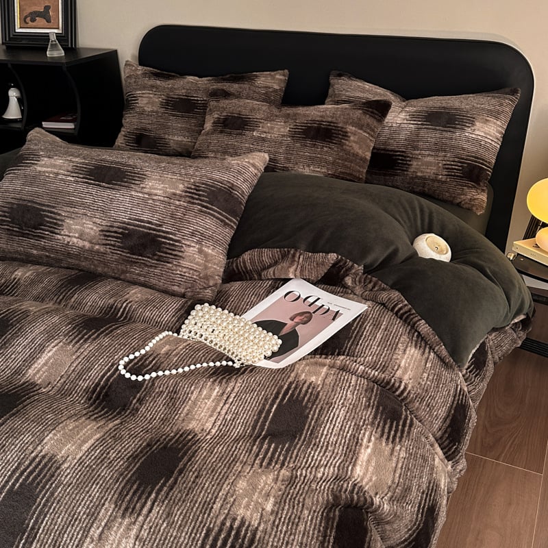 Četverostruki komplet posteljine od mliječnog velura s leopard uzorkom, reaktivno printanje, težina 4000–4500 g