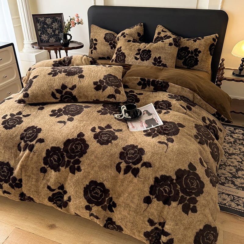 Četverostruki komplet posteljine od mliječnog velura s leopard uzorkom, reaktivno printanje, težina 4000–4500 g