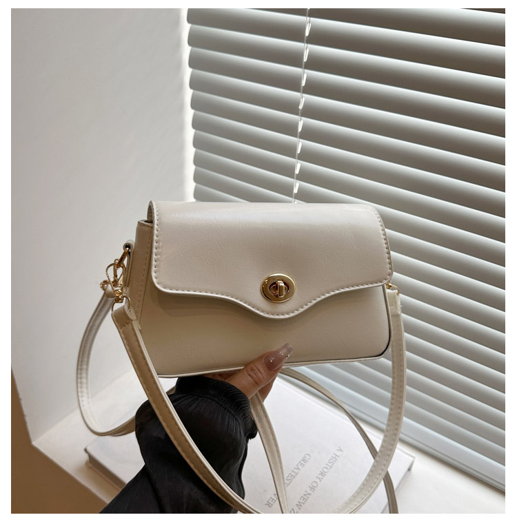 Ženska crossbody torba od PU kože, urbani minimalist stil, horizontalni kvadratni oblik, zaključavanje