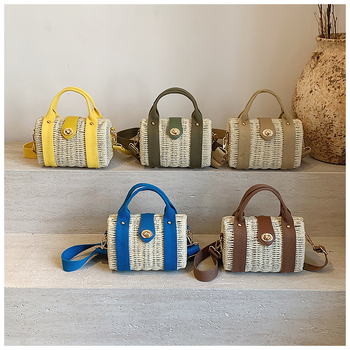 Box Bag Simplitate urbană Geantă de paie crossbody cu închidere, căptușeală poliester, primăvara 2025