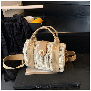 Box Bag Simplitate urbană Geantă de paie crossbody cu închidere, căptușeală poliester, primăvara 2025