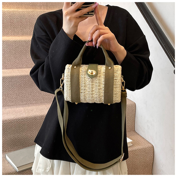 Box Bag Simplitate urbană Geantă de paie crossbody cu închidere, căptușeală poliester, primăvara 2025