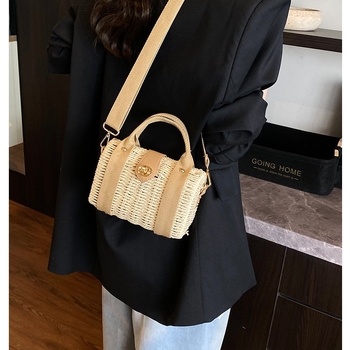 Box Bag Simplitate urbană Geantă de paie crossbody cu închidere, căptușeală poliester, primăvara 2025