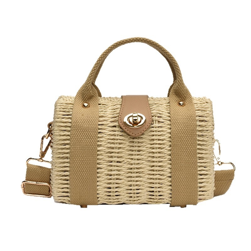 Box Bag Simplitate urbană Geantă de paie crossbody cu închidere, căptușeală poliester, primăvara 2025