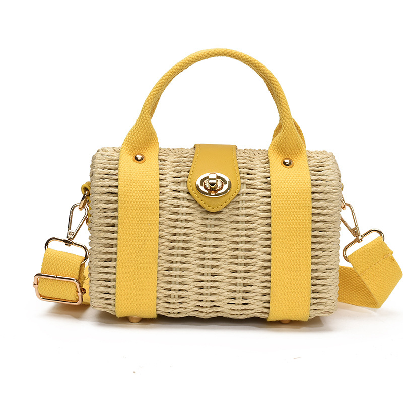 Box Bag Simplitate urbană Geantă de paie crossbody cu închidere, căptușeală poliester, primăvara 2025